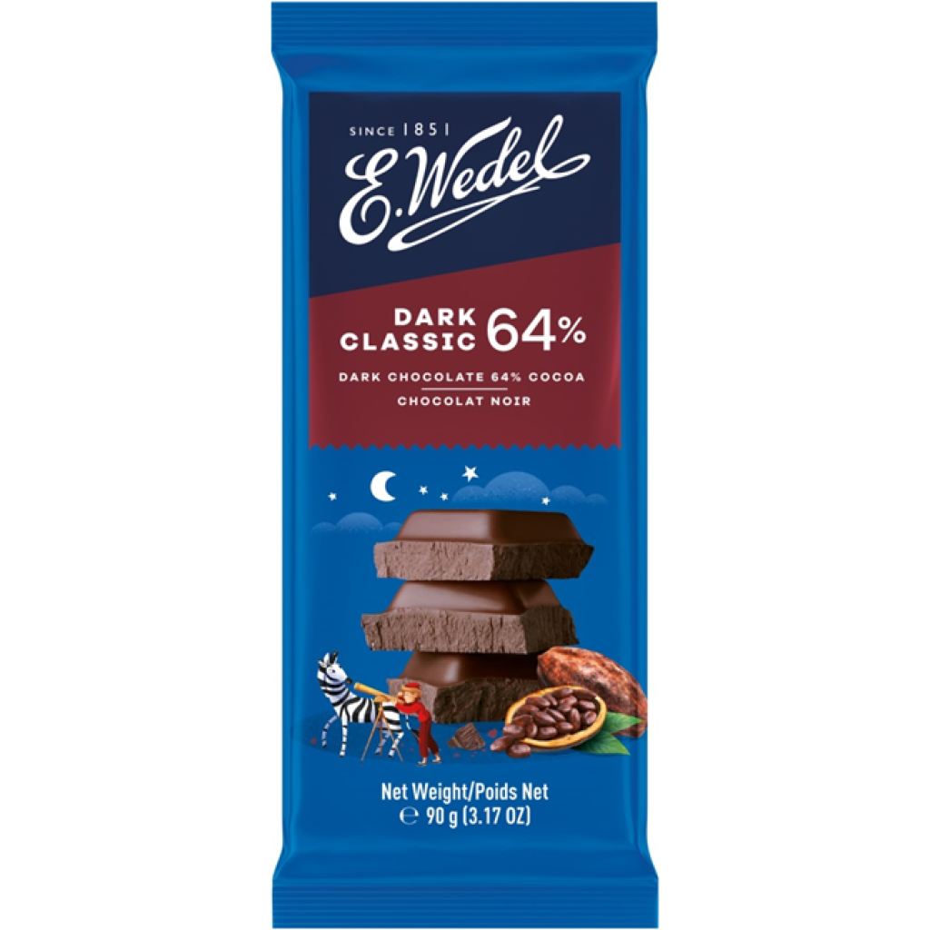 Wedel Dark 64 Classic Chocolate Bar 90g Premier Polmarex