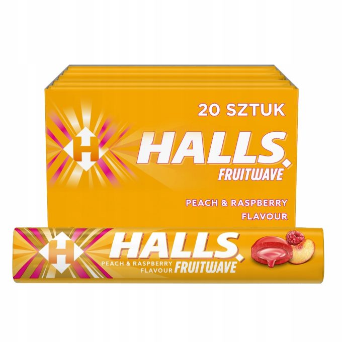 Halls -  Fruitwave Peach & Raspberry 45gx20